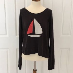 SUNDRY grey sweatshirt with sailboat graphic
